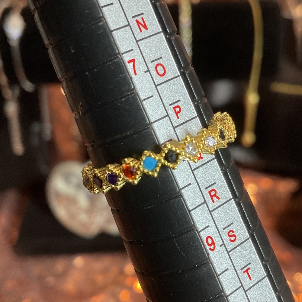 Gold Over 925 Sterling Silver Stackable Multicolo… - image 1